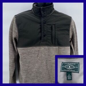 GH Bass & Co Mens Pullover Fleece Sweatshirt Size Medium Snap Neck Colorblock